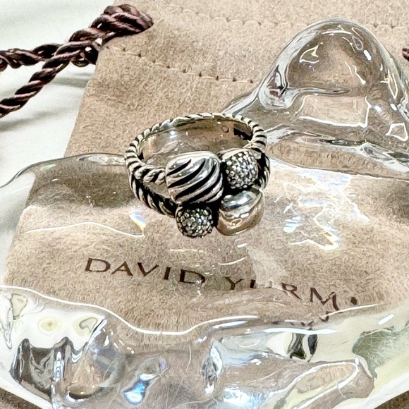 David Yurman Diamond Small Chiclet Ring .925 - Picture 2 of 9